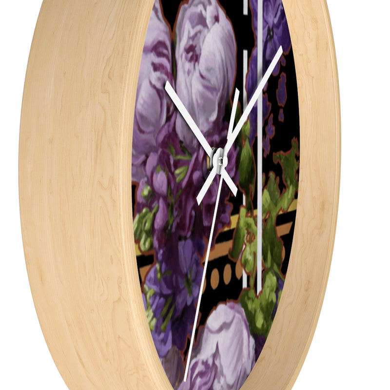 Purple Peonies Clock