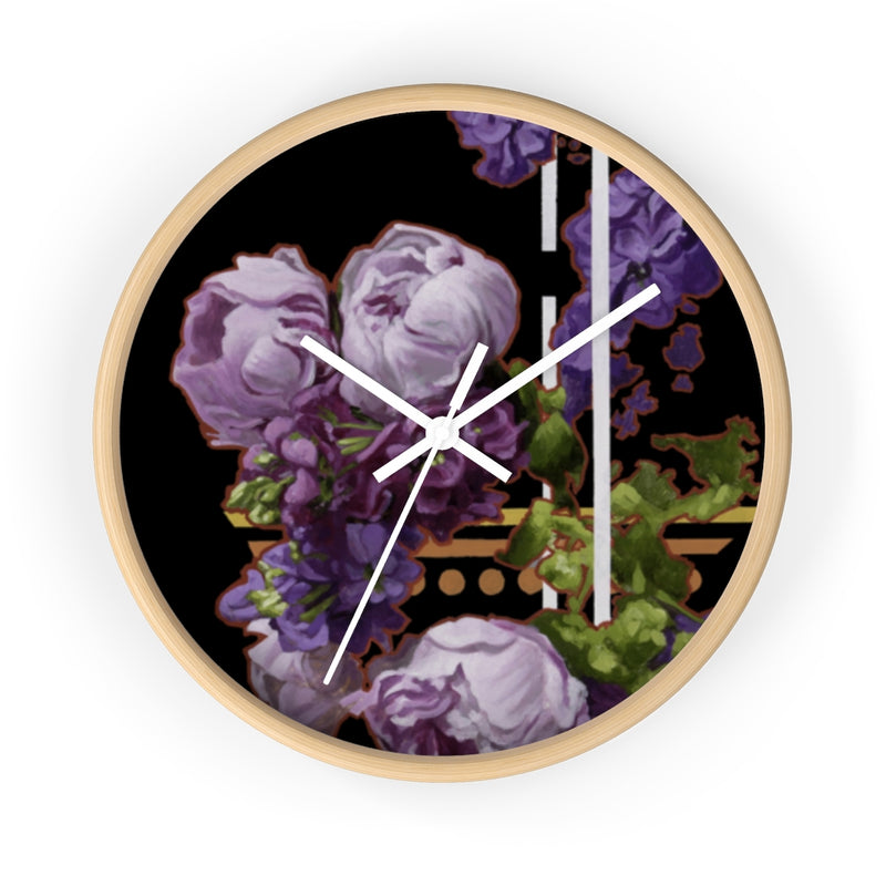 Purple Peonies Clock